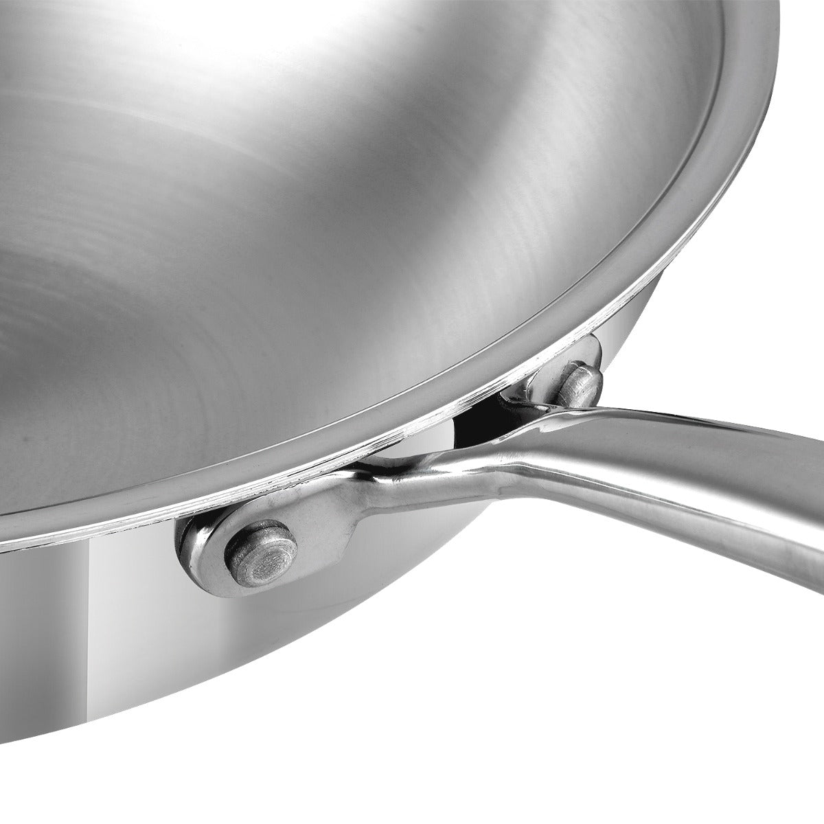Durable Riveted Handle of Triply Stainless Steel Wok Durable Riveted Handle of Triply Stainless Steel Wok