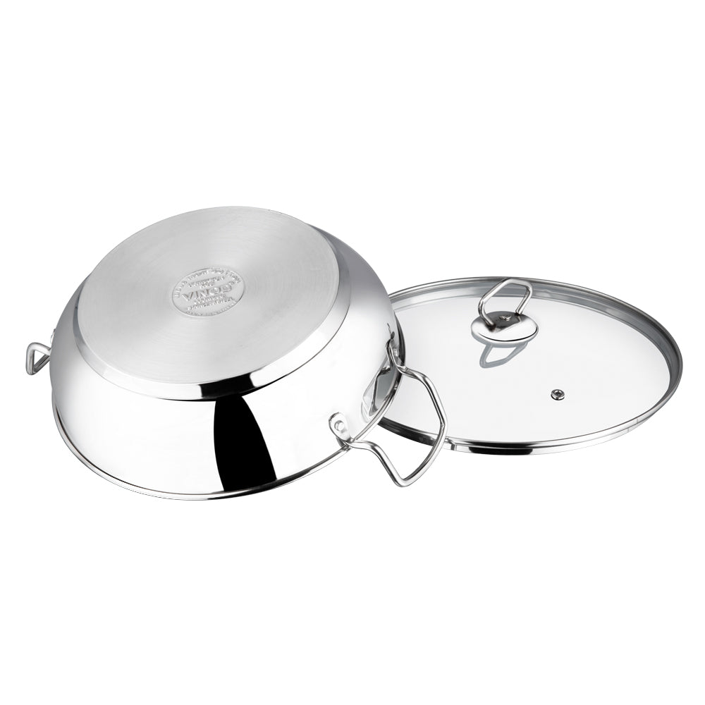 AISI 430 Magnetic Stainless Steel Induction Base of Vinod Kadai with Glass Lid AISI 430 Magnetic Stainless Steel Induction Base of Vinod Kadai with Glass Lid
