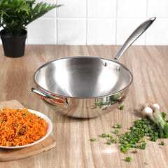 Vinod Platinum Triply Stainless Steel Wok - 26 cm (Induction Friendly) Vinod Platinum Triply Stainless Steel Wok - 26 cm (Induction Friendly)