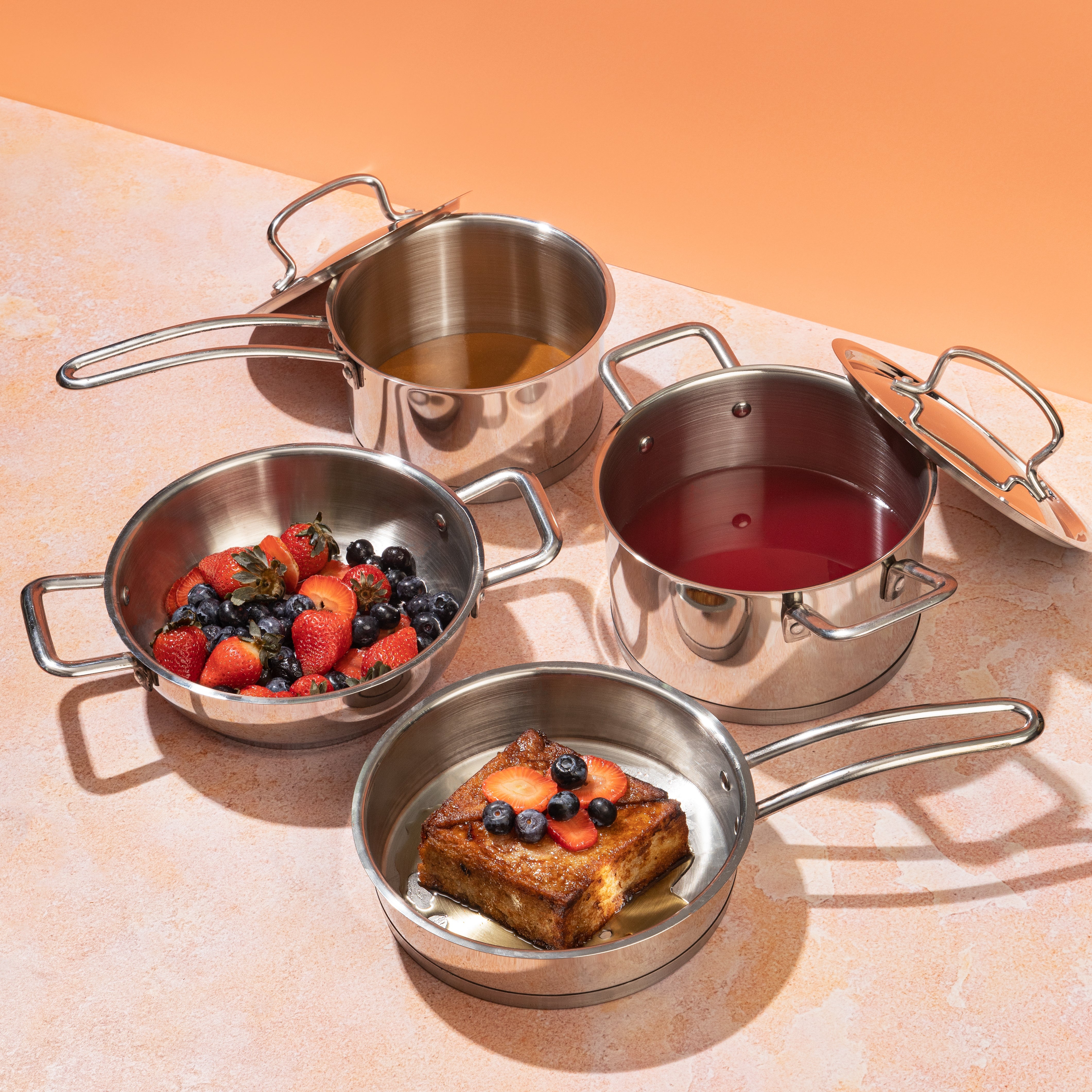 Vinod Stainless Steel Classique Deluxe Set (Induction Friendly) - 4 Pcs - Saucepot with Lid, Saucepan with Lid, Frypan and Kadai Vinod Stainless Steel Classique Deluxe Set (Induction Friendly) - 4 Pcs - Saucepot with Lid, Saucepan with Lid, Frypan and Kadai