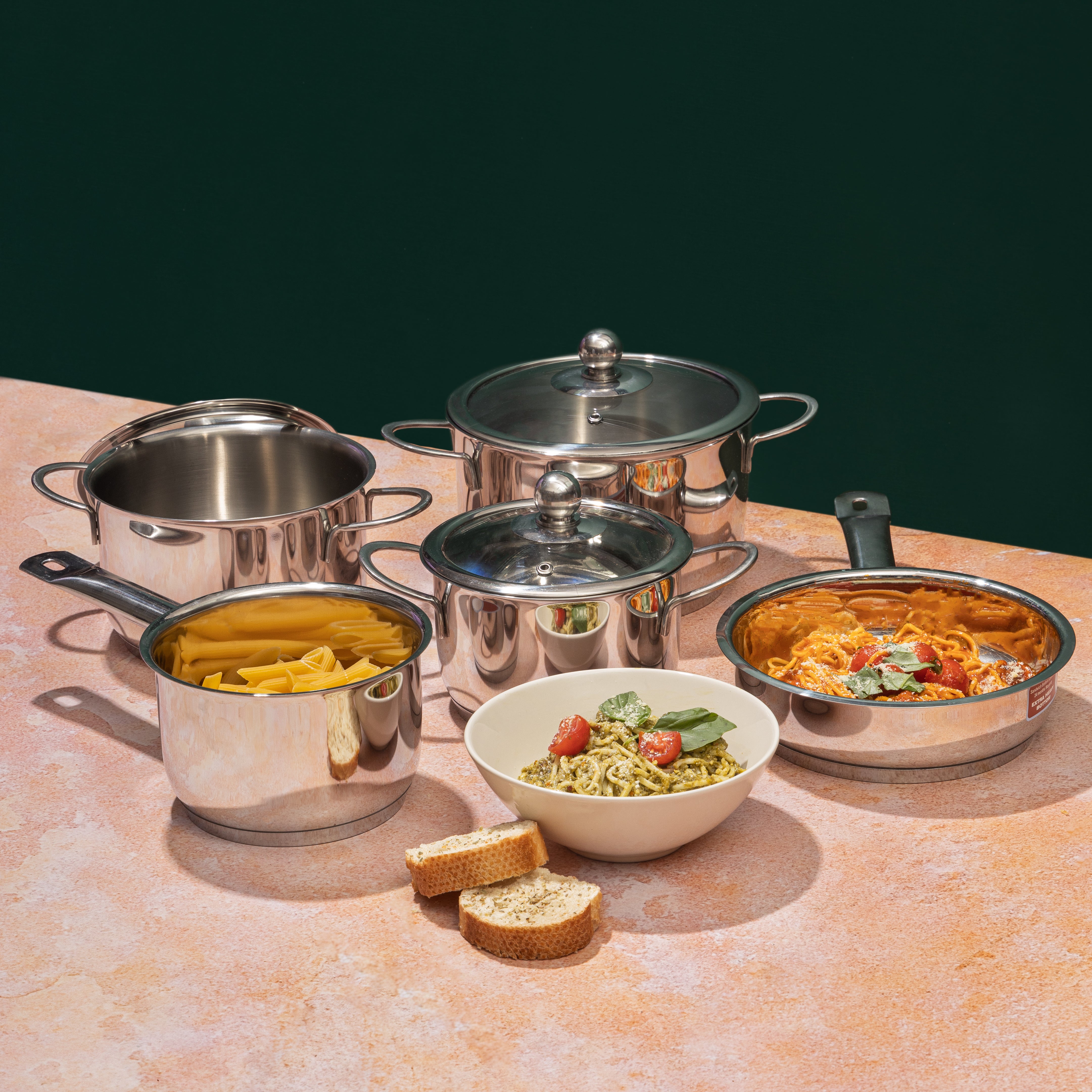 Tuscany Casserole Set with Glass Lid (Induction Friendly