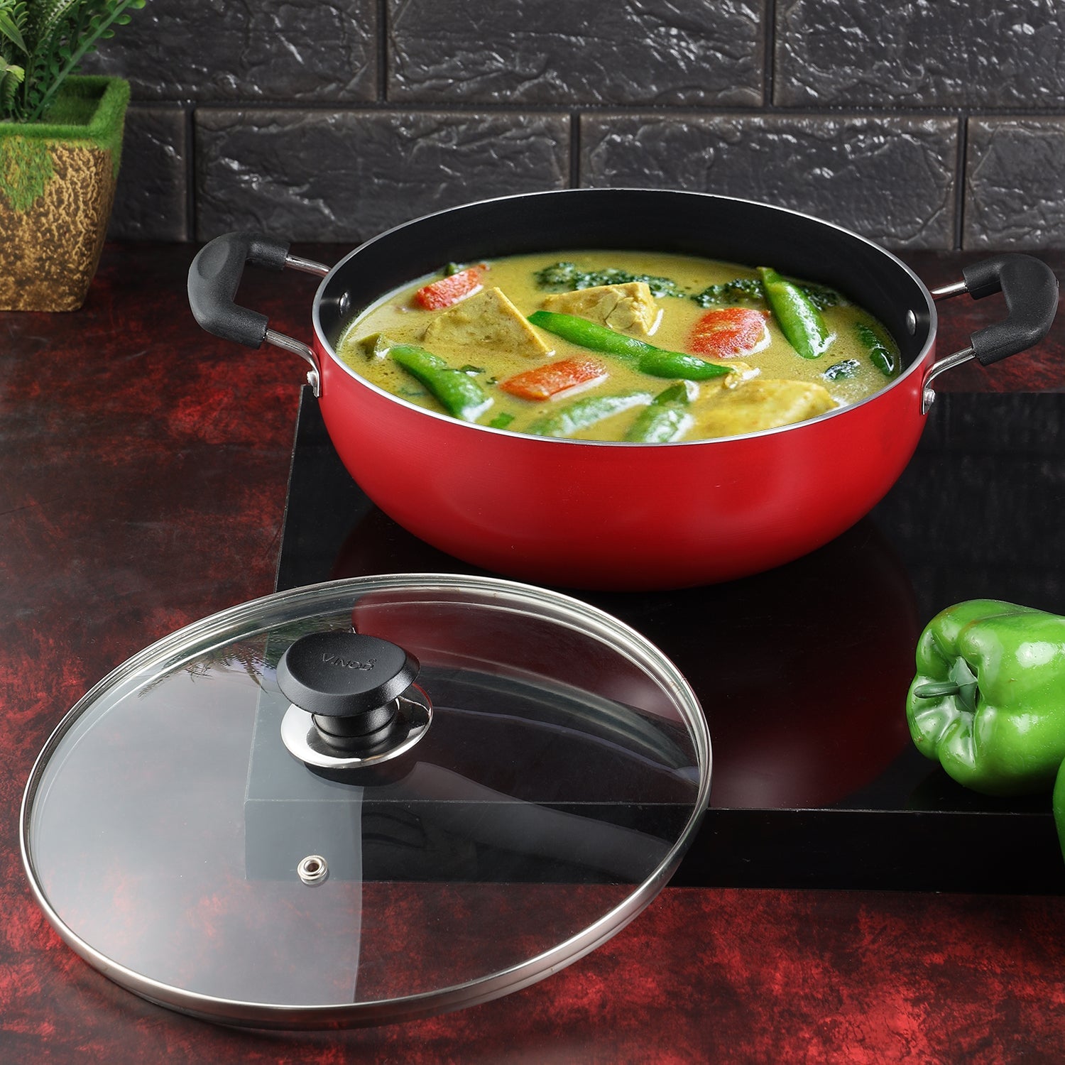 Deep Kadai With Glass Lid Induction Safe Vinod Cookware UK deep-kadai-with-glass-lid-induction-safe-vinod-cookware-uk