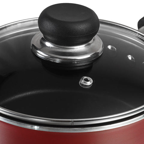 Toughened Glass Lid with Easy to Lift Knob of Non Stick Saucepan