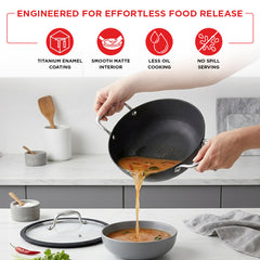 Vinod Ferona Cast Iron Kadai with Lid