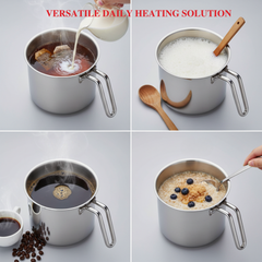 Vinod Platinum Triply Milk Pot 2 Litre - 14 cm with Glass Lid
