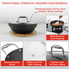 Vinod Ferona Cast Iron Kadai with Lid