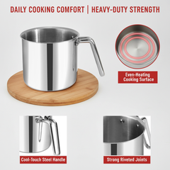 Vinod Platinum Triply Milk Pot 2 Litre - 14 cm with Glass Lid