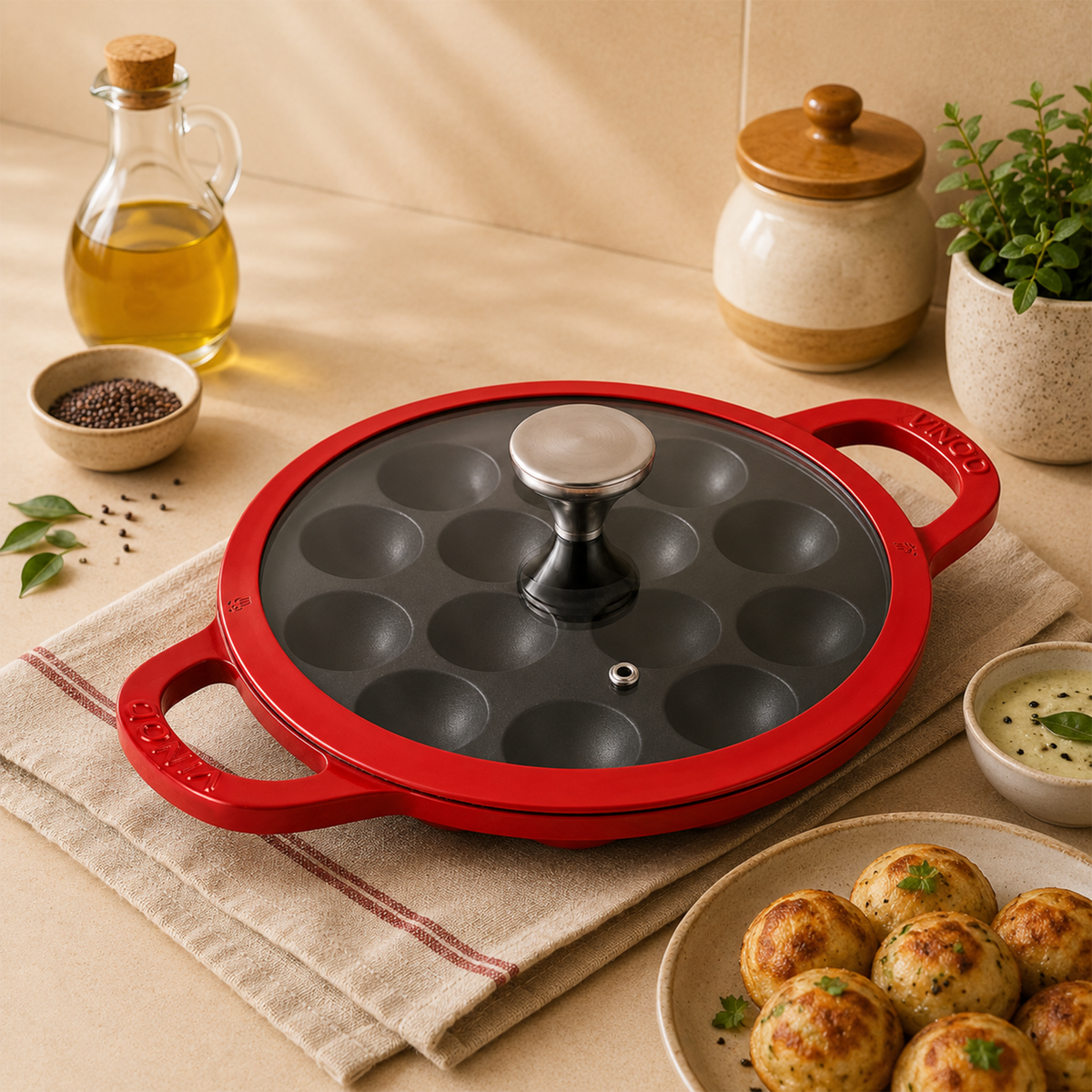 Vinod Cast Iron Freya Appam Pan - 22 cm