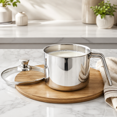 Vinod Platinum Triply Milk Pot 2 Litre - 14 cm with Glass Lid