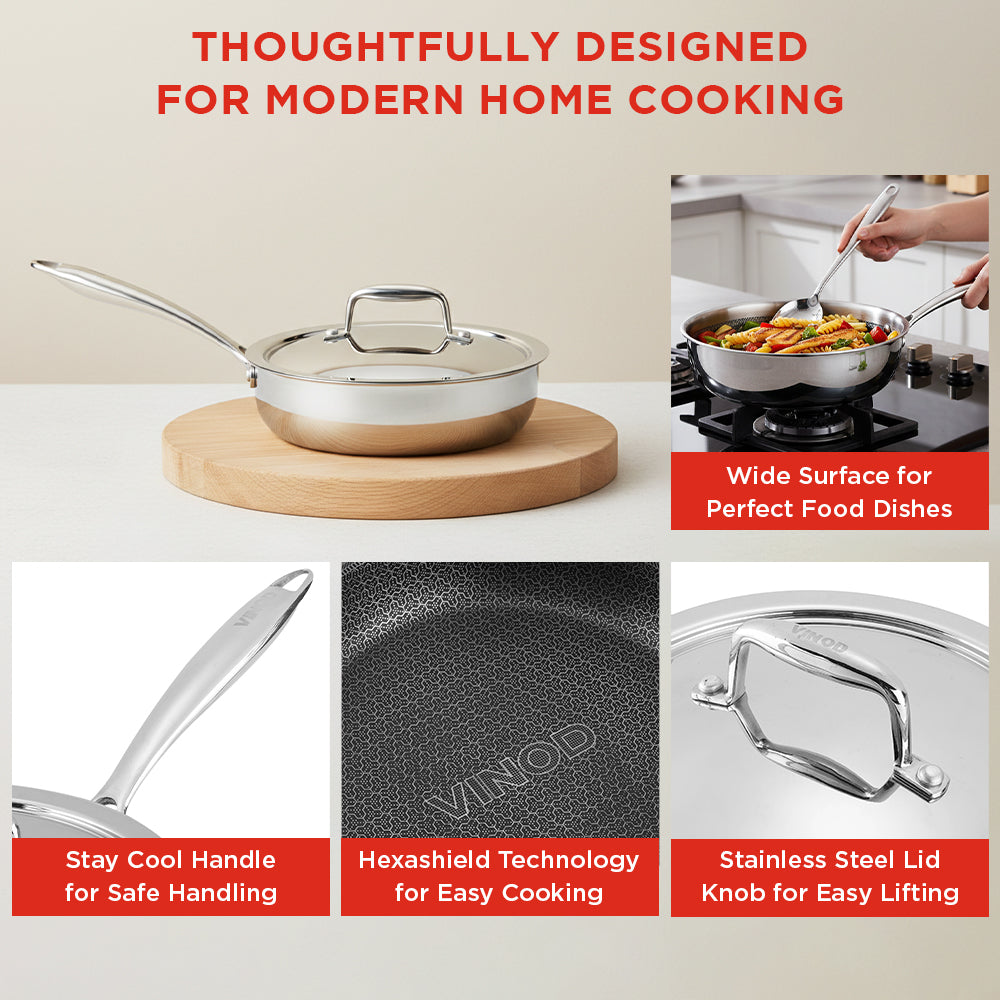 Vinod Platinum SAS PRO Sautepans with lid