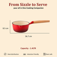 Vinod Cast Iron Freya Sauce Pan - 16 cm