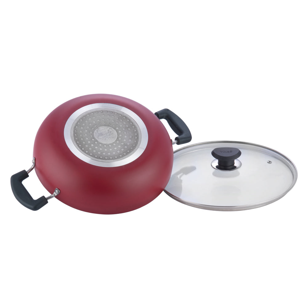 Induction and Gas Compatible Kadai with Glass Lid