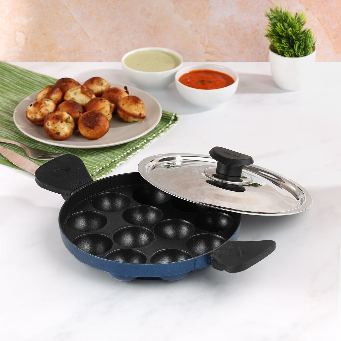 Padella Antiaderente Appam Paniyaram – 2 Pezzi (12+7 Cavità) Per Takoyaki E Æbleskiver Danesi