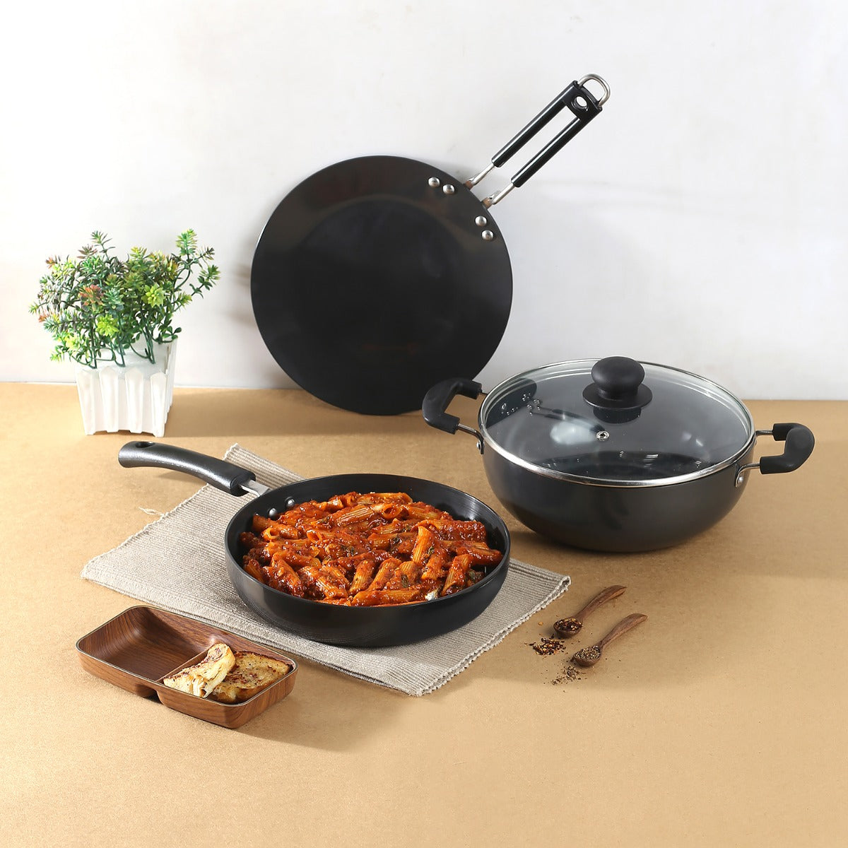 Vinod Hard Anodised Cookware Set (Induction Friendly)