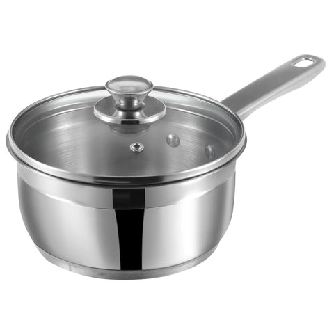 Induction Safe Stainless Steel Two Tone Saucepan with Glass Lid