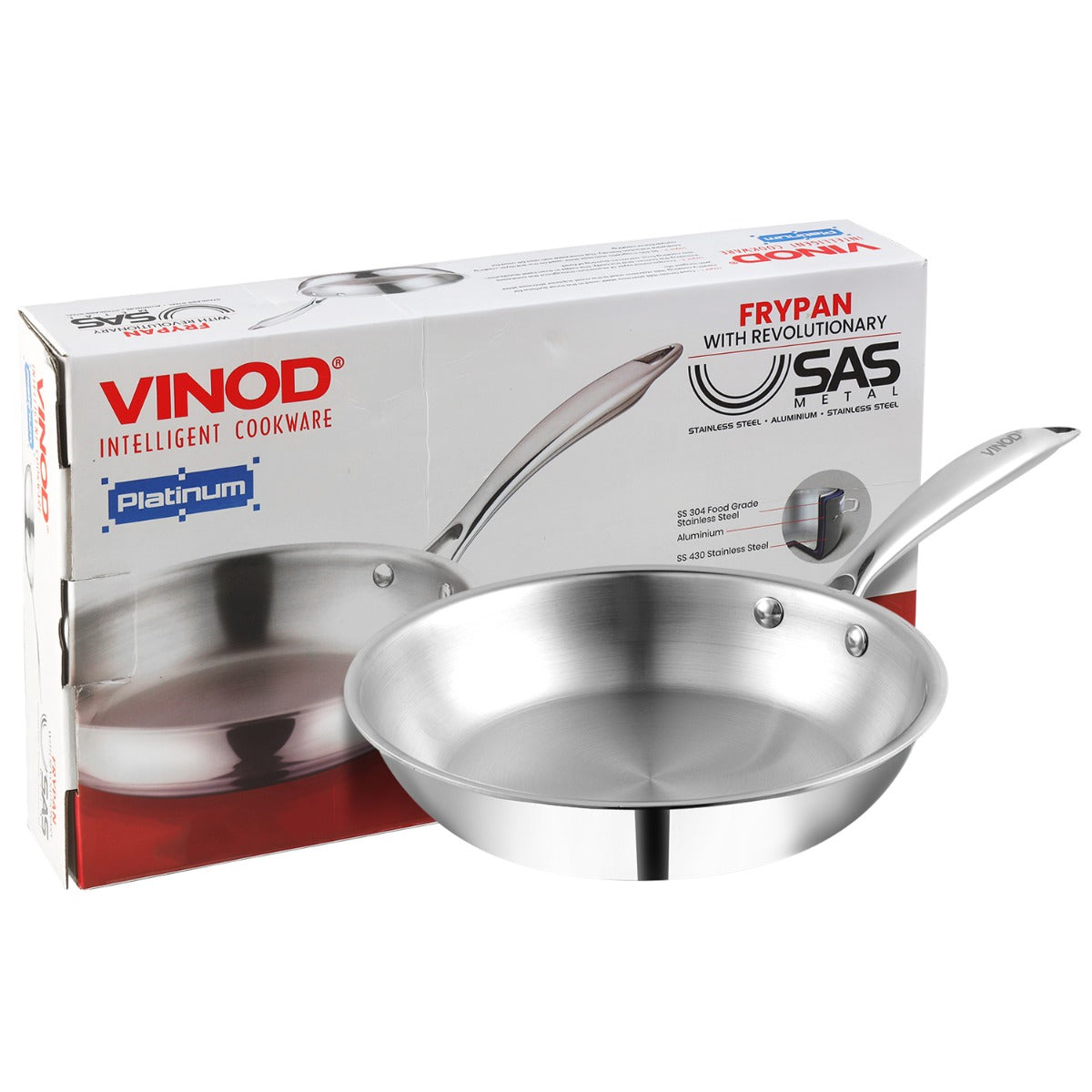 Induction Safe Triply Stainless Steel Frypan - Vinod Cookware