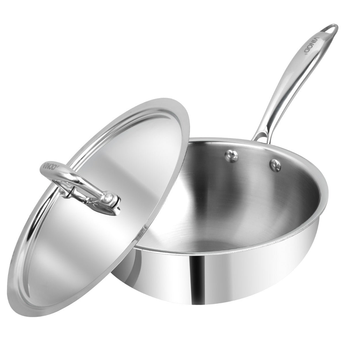 Vinod Platinum Triply Stainless Steel Deep Frypan with Lid (Induction Friendly)