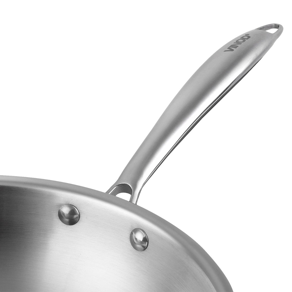 Ergonomically Designed Handle of Triply Stainless Steel Wok