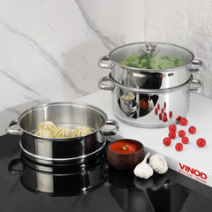 3 Tier Steamer with Glass Lid (Induction Friendly)