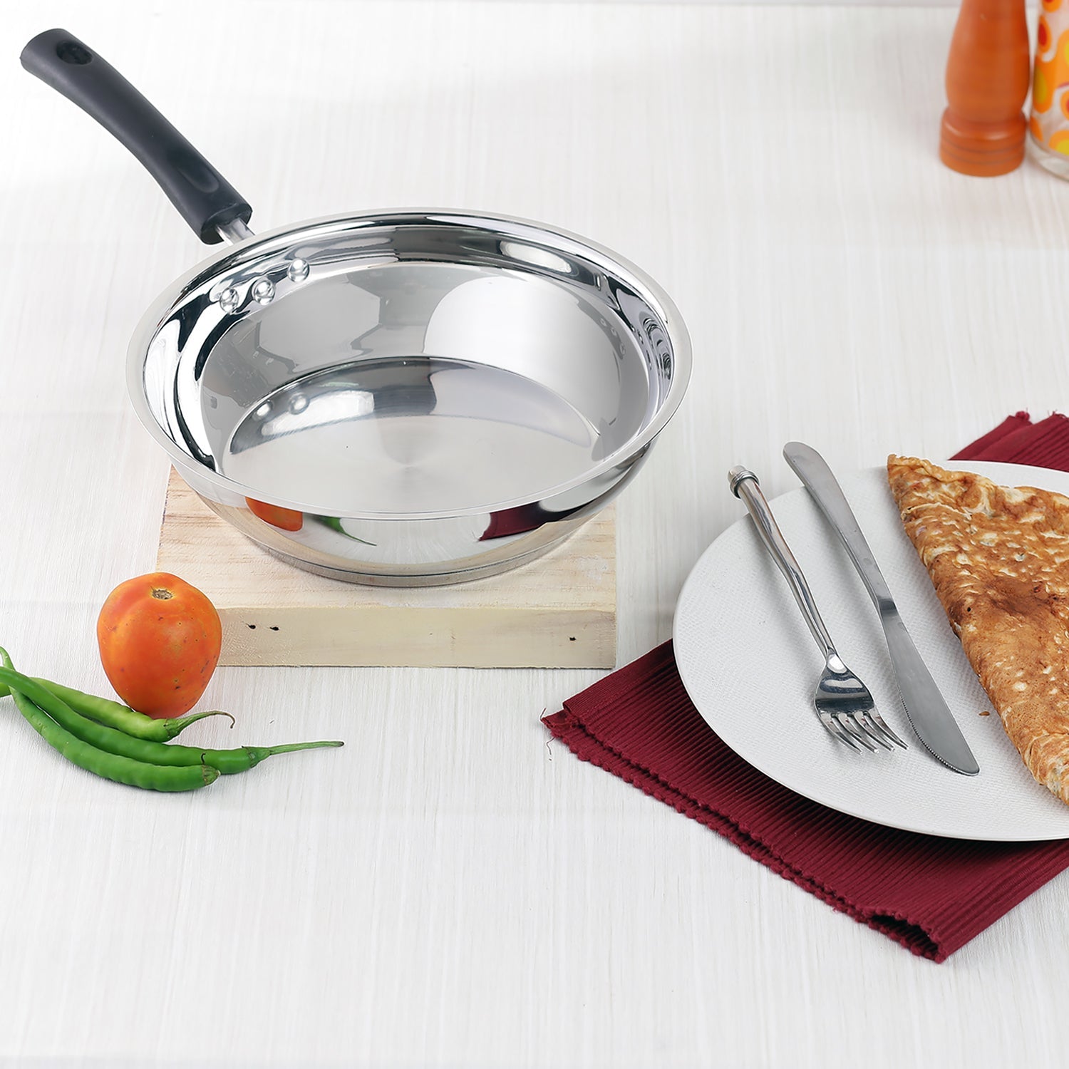 Mirror Finish Stainless Steel Frypan