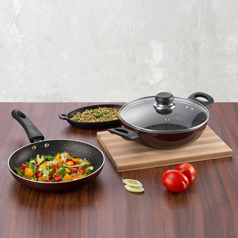Non Stick Kadai with Glass Lid and Frypan
