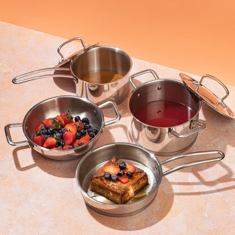 Vinod Stainless Steel Classique Deluxe Set (Induction Friendly) - 4 Pcs - Saucepot with Lid, Saucepan with Lid, Frypan and Kadai