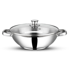 Vinod Stainless Steel Kadai with Glass Lid | Induction Safe