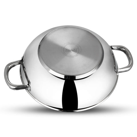 Grade AISI 430 Stainless Steel Induction Friendly Bottom of Modena Stainless Steel Kadai