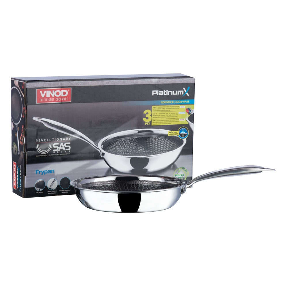 Induction Safe Triply Stainless Steel SAS Pro Non Stick Fry Pan - Vinod Cookware