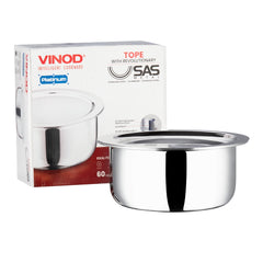 Vinod Platinum Triply Stainless Steel Tope with Lid - Induction Friendly Dekchi