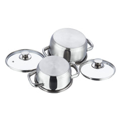 Induction Safe Bremen Saucepot Set with Glass Lid - 2 Pcs