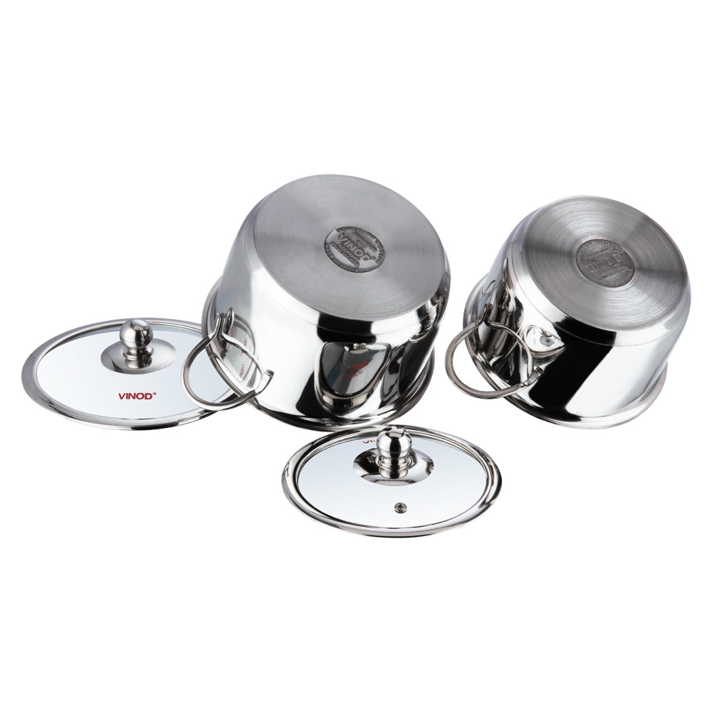 Vinod Stainless Steel Casserole Set With Glass Lid - 2 Pcs