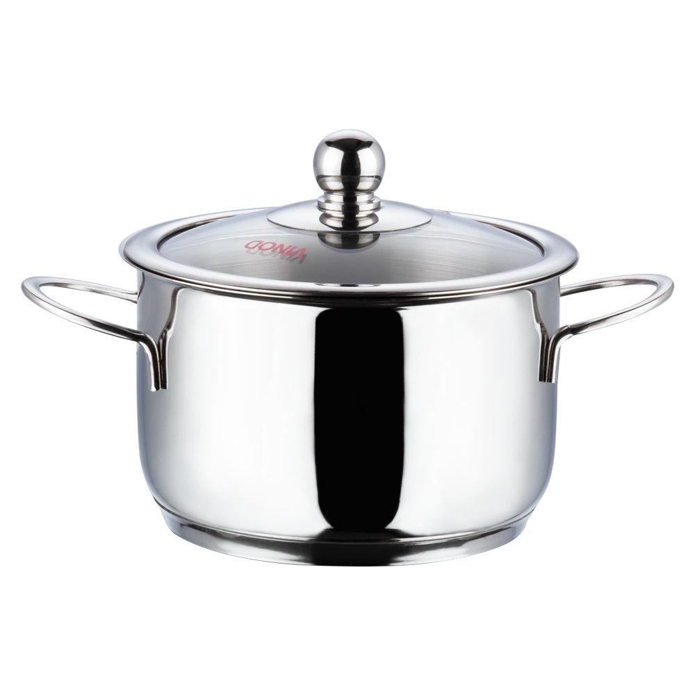 Mirror Finish Stainless Steel Casserole With Glass Lid