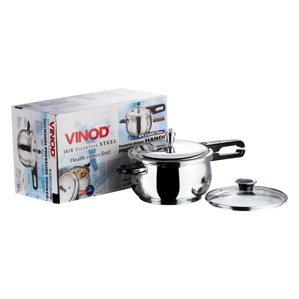 Vinod Splendid Plus Cooker with Glass Lid - Handi Pressure Cooker
