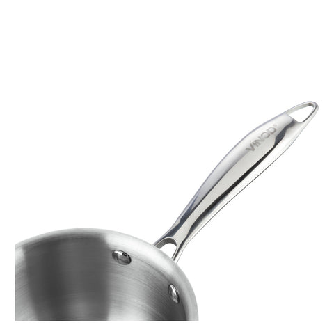 Comfortable Grip Strong Riveted Handle of Triply Stainless Steel Saucepan