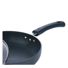 Sturdy Triple Riveted Heat Resistant Handle of Hard Anodised Deep Frypan