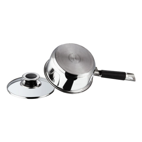 Induction Safe Stainless Steel Saucepan with Glass Lid